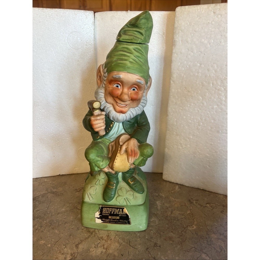 Mr. Shoe Cobbler 1973 Hoffman Distilling Company Leprechaun Decanter/empy